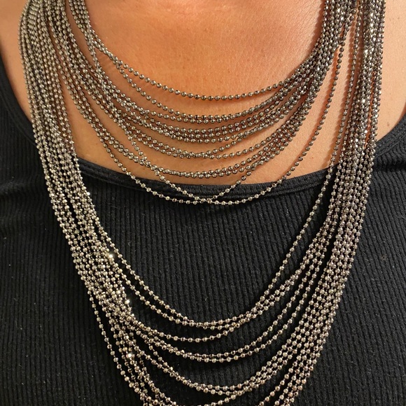 Nordstrom multi-strand gunmetal necklace - Picture 3 of 3